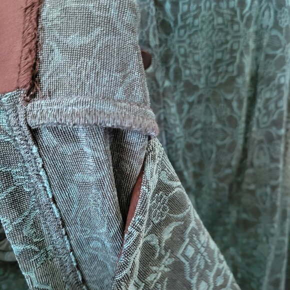 Vtg Ronni Nicole II Sport 1X Plus Blouse Tapestry shoulder pads turquoise EUC - Picture 9 of 11